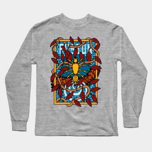 Fusion, elaborate design of leaves, bubbles and squares, not forgetting the Spider. Long Sleeve T-Shirt